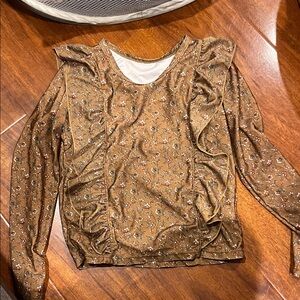 Jamie Kay Floral Ruffle Brown Rash Guard